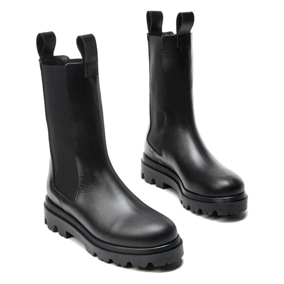 Flattered Lia Leather Black Boots - Picture 1 of 9